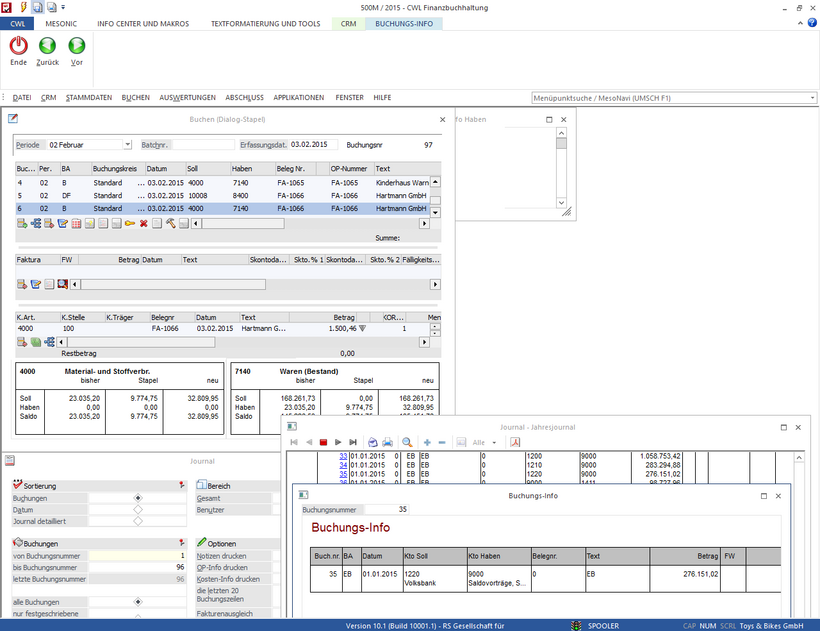 Screenshot der mesonic WinLine FIBU