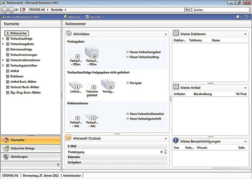 Rollencenter Microsoft Dynamics NAV (Navision)